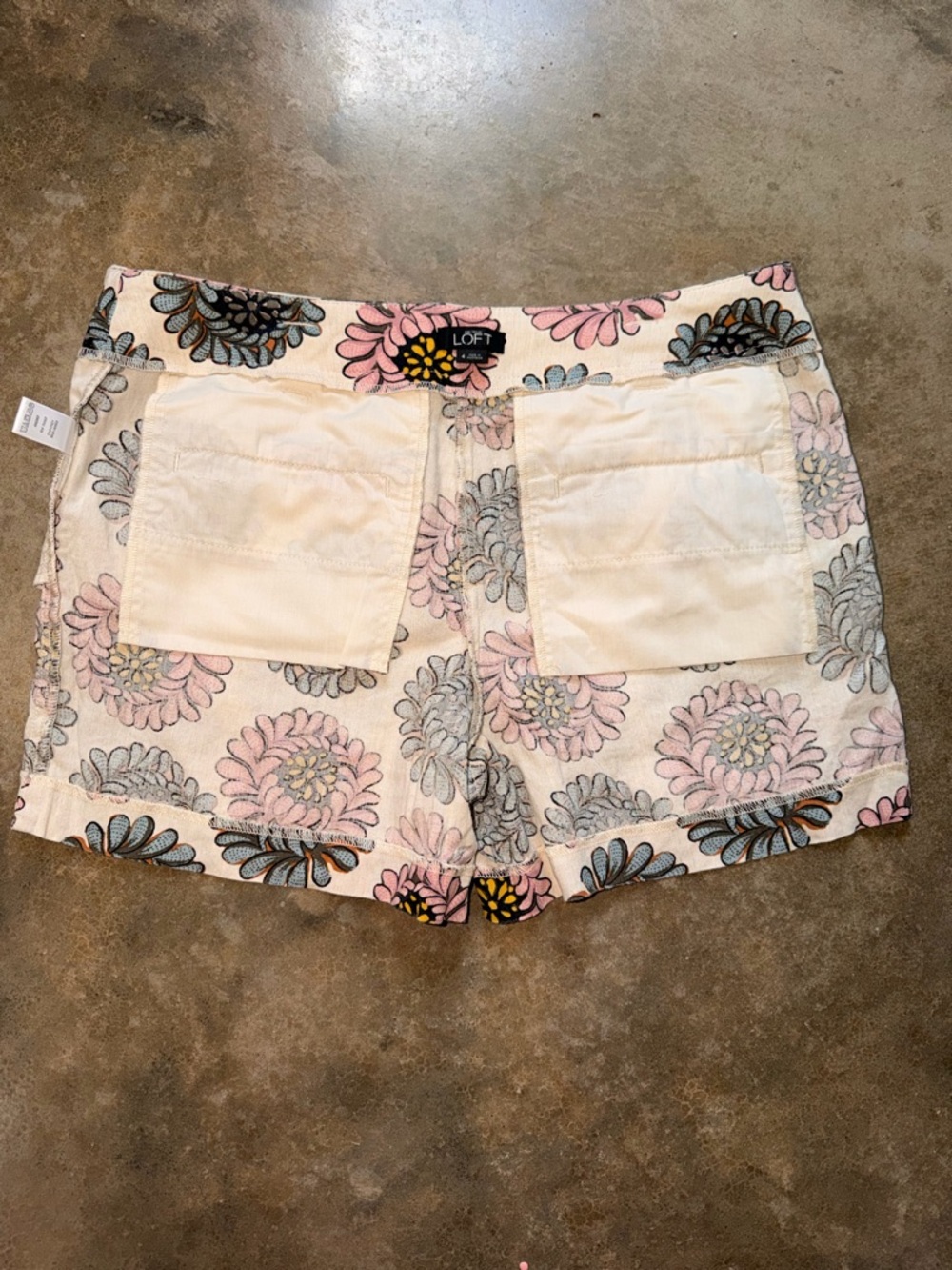 LOFT Floral Chino Shorts Pink Blue Summer Preppy - Size 4 - Picture 5 of 11